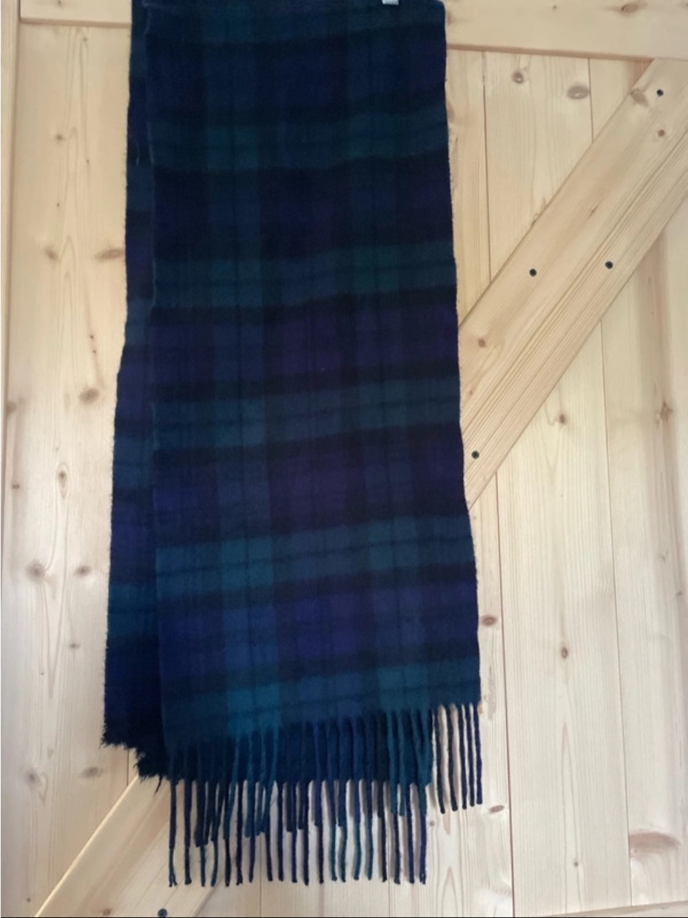 Cashmere Tartan Plaid Scarf in Navy & Forest Green